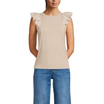 Women's Lands' End Embroidered Ruffle Tank Top