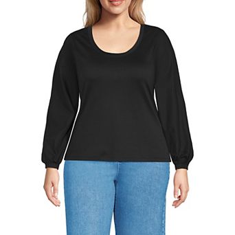 Plus Size Lands' End Supima Interlock Scoop Neck Blouson Sleeve Top