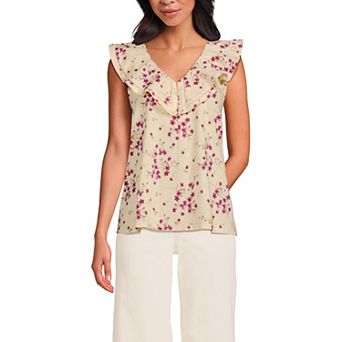 Women's Lands' End V-Neck Cascade Ruffle Top