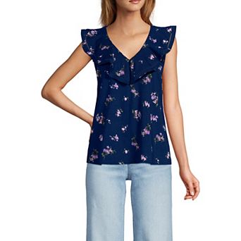 Women's Lands' End V-Neck Cascade Ruffle Top
