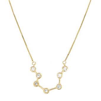 Meshmerise Sterling Silver White Topaz Zodiac Constellation Necklace