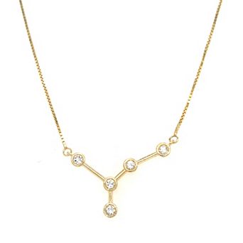 Meshmerise Sterling Silver White Topaz Zodiac Constellation Necklace