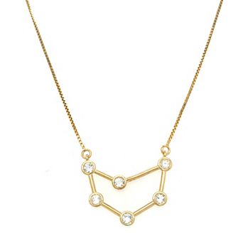 Meshmerise Sterling Silver White Topaz Zodiac Constellation Necklace