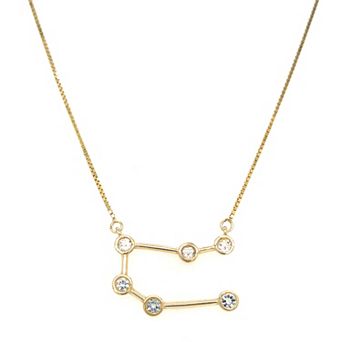 Meshmerise Sterling Silver White Topaz Zodiac Constellation Necklace