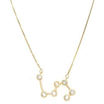 Meshmerise Sterling Silver White Topaz Zodiac Constellation Necklace