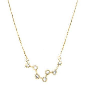 Meshmerise Sterling Silver White Topaz Zodiac Constellation Necklace
