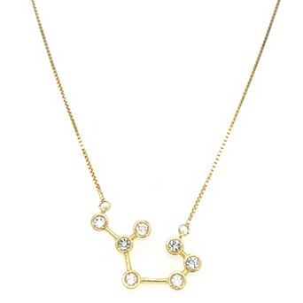 Meshmerise Sterling Silver White Topaz Zodiac Constellation Necklace