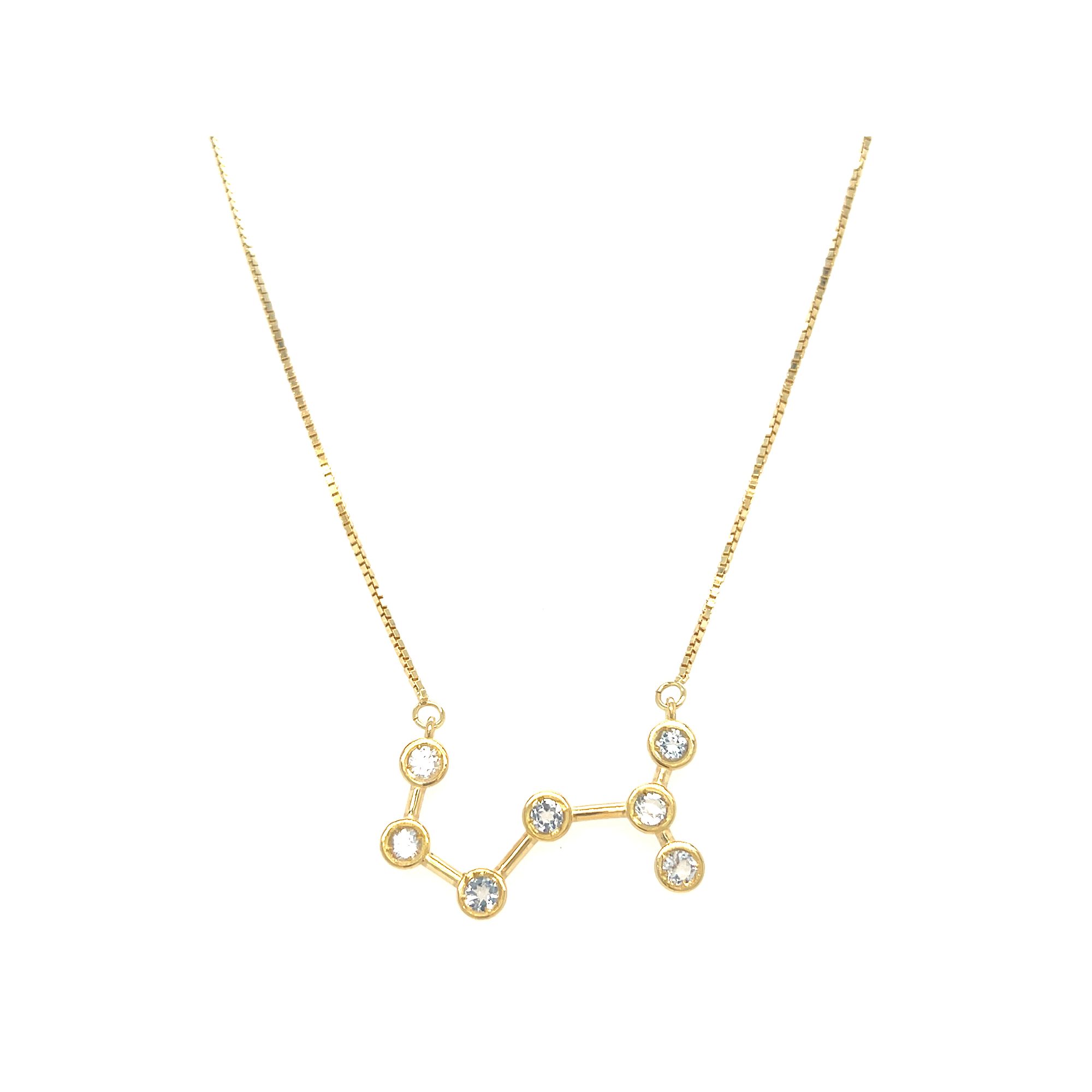 Meshmerise Sterling Silver White Topaz Zodiac Constellation Necklace, Wome