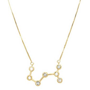 Meshmerise Sterling Silver White Topaz Zodiac Constellation Necklace