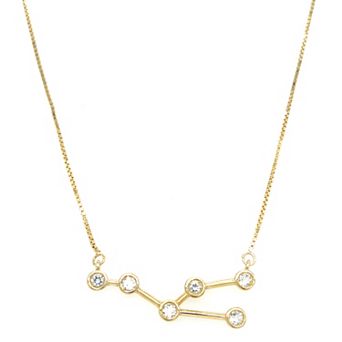 Meshmerise Sterling Silver White Topaz Zodiac Constellation Necklace