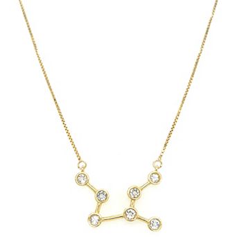 Meshmerise Sterling Silver White Topaz Zodiac Constellation Necklace