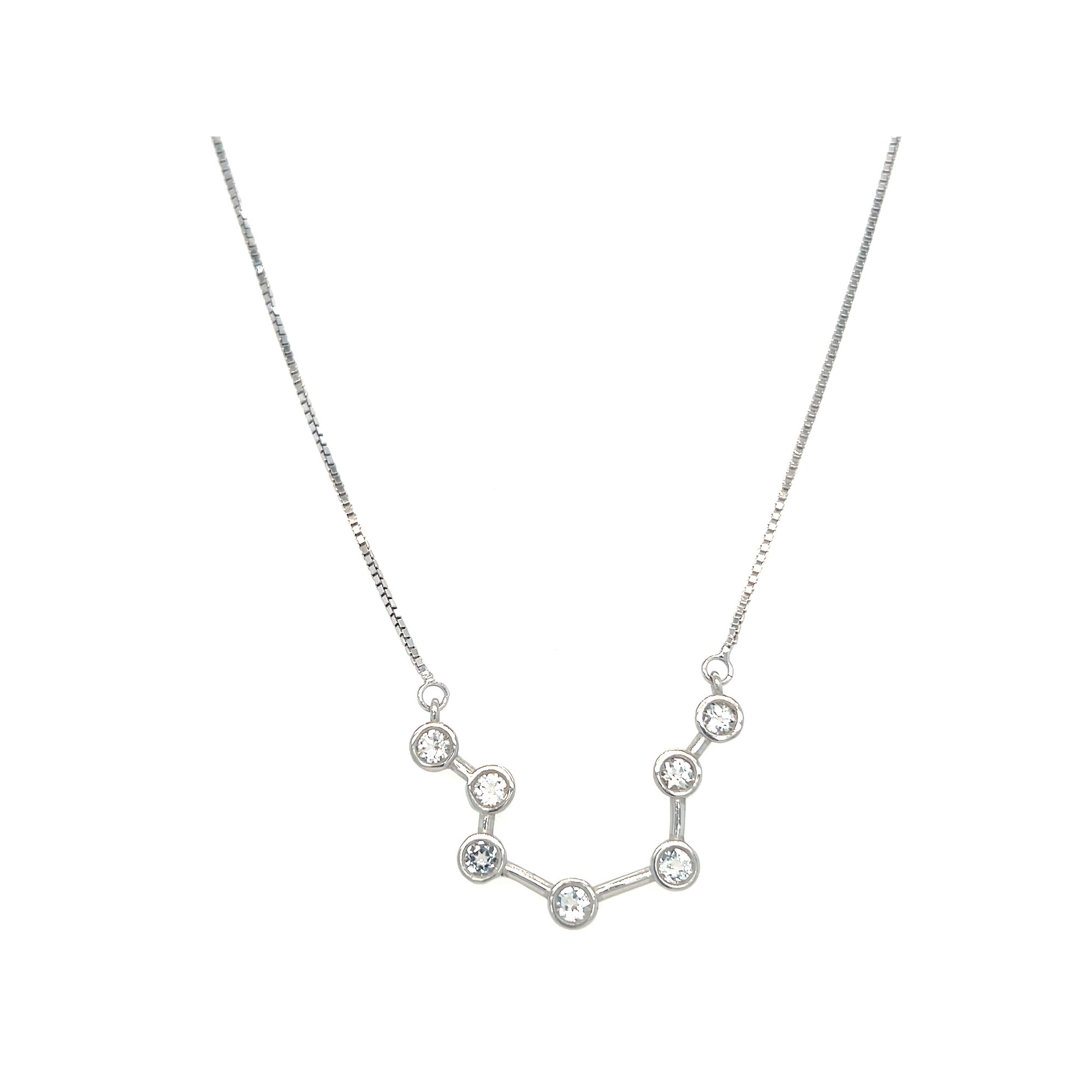 Meshmerise Sterling Silver White Topaz Zodiac Constellation Necklace, Wome