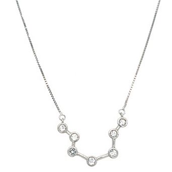 Meshmerise Sterling Silver White Topaz Zodiac Constellation Necklace