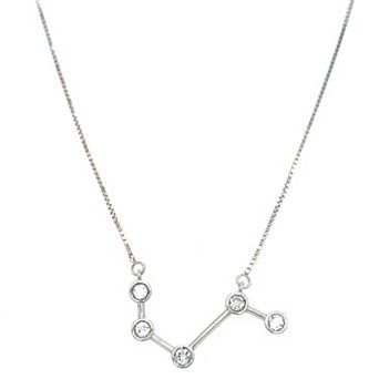 Meshmerise Sterling Silver White Topaz Zodiac Constellation Necklace
