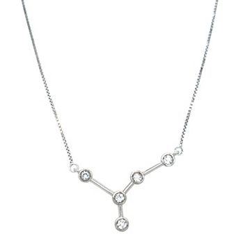 Meshmerise Sterling Silver White Topaz Zodiac Constellation Necklace