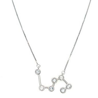 Meshmerise Sterling Silver White Topaz Zodiac Constellation Necklace