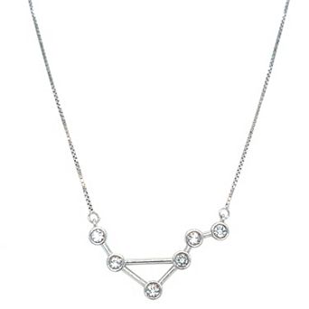 Meshmerise Sterling Silver White Topaz Zodiac Constellation Necklace