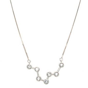 Meshmerise Sterling Silver White Topaz Zodiac Constellation Necklace