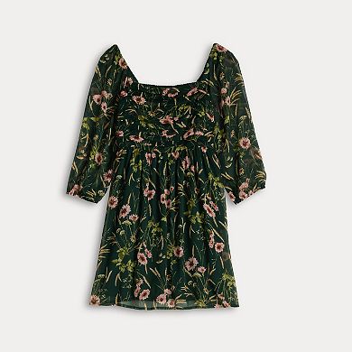 Women's LC Lauren Conrad Pleated Bodice Blouson Sleeve Mini Dress