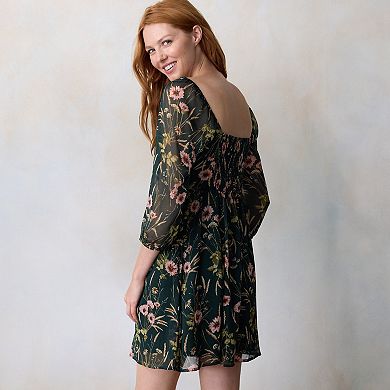 Women's LC Lauren Conrad Pleated Bodice Blouson Sleeve Mini Dress