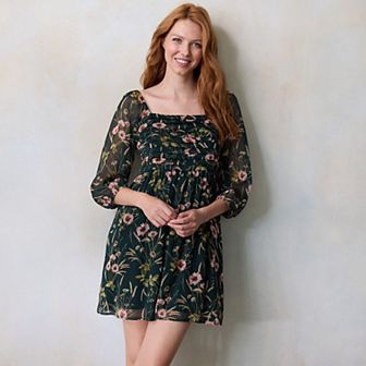 Women's LC Lauren Conrad Pleated Bodice Blouson Sleeve Mini Dress