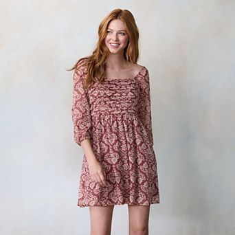 Women's LC Lauren Conrad Pleated Bodice Blouson Sleeve Mini Dress