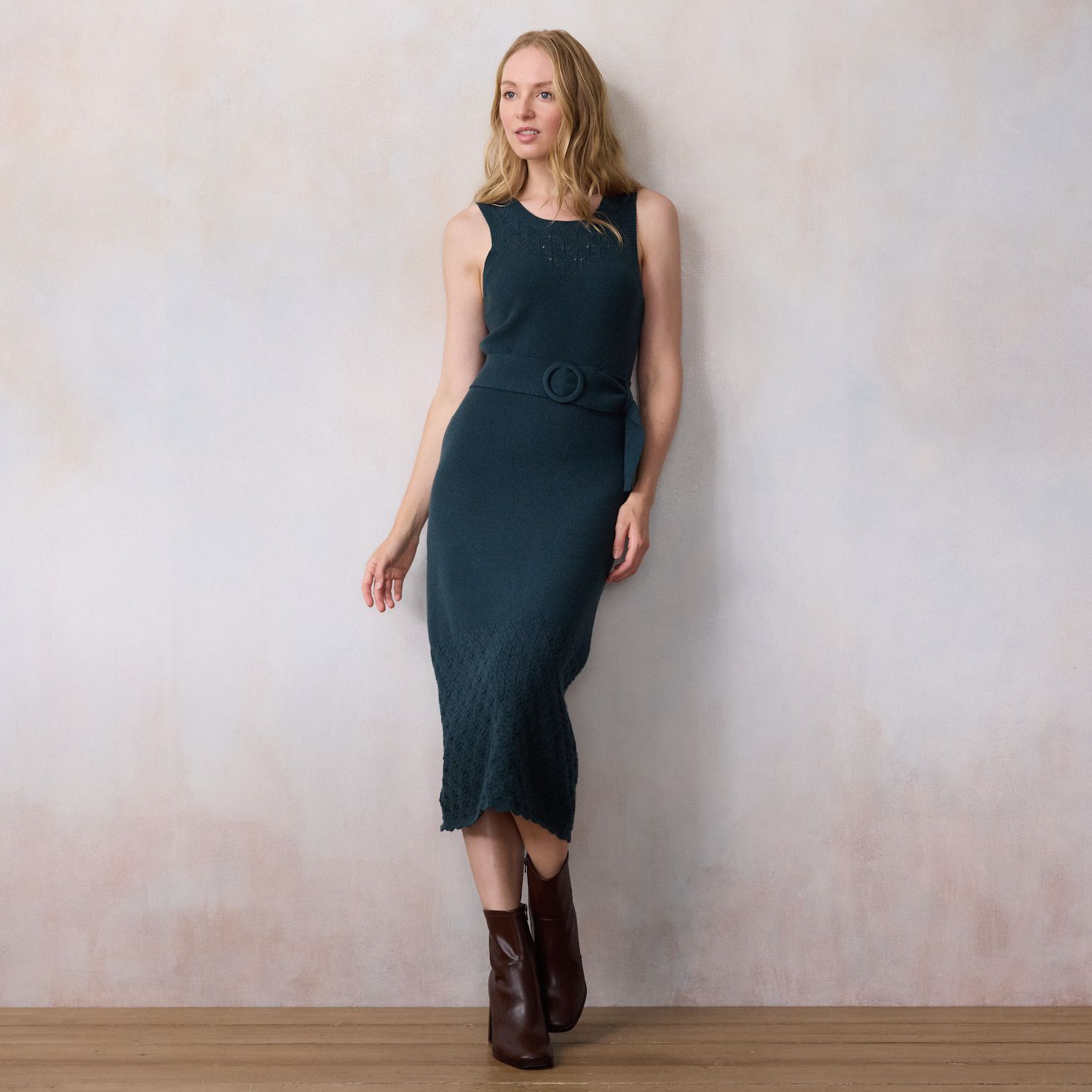 Женские платья LC Lauren Conrad Sleeveless Belted Maxi Sweater Dress