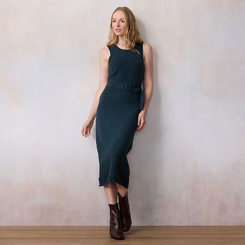 Женские платья LC Lauren Conrad Women's LC Lauren Conrad Sleeveless Belted Maxi Sweater Dress
