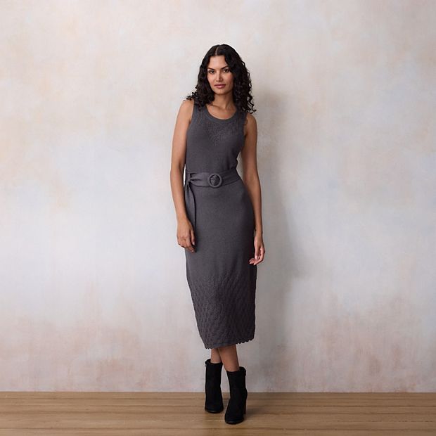 Women's LC Lauren Conrad Sleeveless Belted Maxi Sweater Dress, Size: XS, Chinook Forest