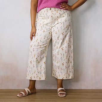 Plus Size LC Lauren Conrad Wildflower Super High Rise Wide Leg Crop Pants