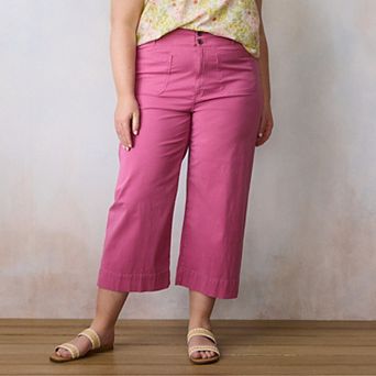Plus Size LC Lauren Conrad Wildflower Super High Rise Wide Leg Crop Pants