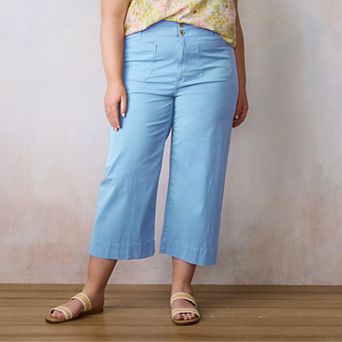 Plus Size LC Lauren Conrad Wildflower Super High Rise Wide Leg Crop Pants