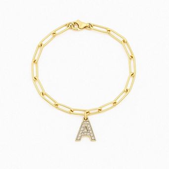 Meshmerise 18K Gold Over Silver Diamond Inital Bracelet