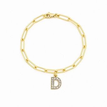 Meshmerise 18K Gold Over Silver Diamond Inital Bracelet
