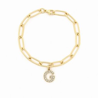 Meshmerise 18K Gold Over Silver Diamond Inital Bracelet