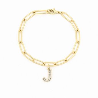 Meshmerise 18K Gold Over Silver Diamond Inital Bracelet