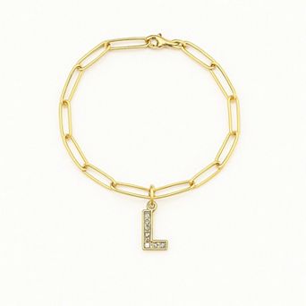 Meshmerise 18K Gold Over Silver Diamond Inital Bracelet