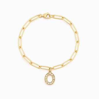 Meshmerise 18K Gold Over Silver Diamond Inital Bracelet