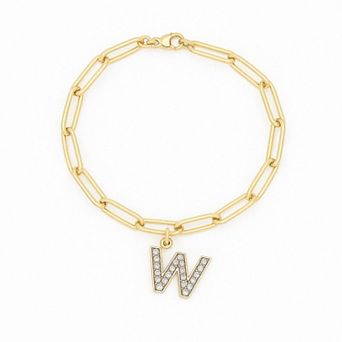 Meshmerise 18K Gold Over Silver Diamond Inital Bracelet