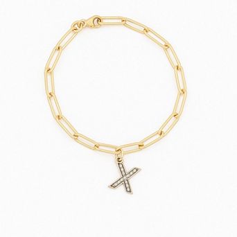 Meshmerise 18K Gold Over Silver Diamond Inital Bracelet