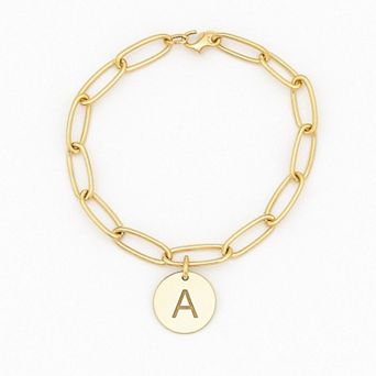 Meshmerise 18K Gold Over Silver Initial Disc Link Bracelet