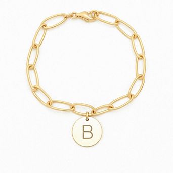 Meshmerise 18K Gold Over Silver Initial Disc Link Bracelet