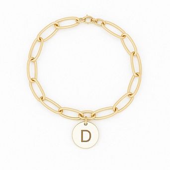 Meshmerise 18K Gold Over Silver Initial Disc Link Bracelet