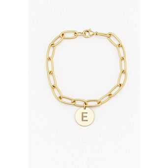 Meshmerise 18K Gold Over Silver Initial Disc Link Bracelet