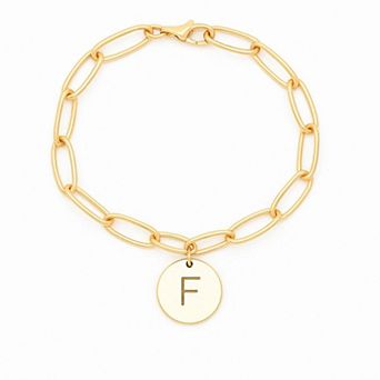Meshmerise 18K Gold Over Silver Initial Disc Link Bracelet