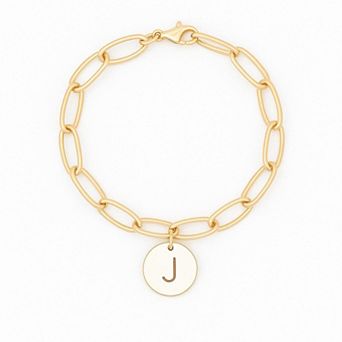 Meshmerise 18K Gold Over Silver Initial Disc Link Bracelet