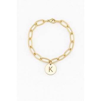 Meshmerise 18K Gold Over Silver Initial Disc Link Bracelet
