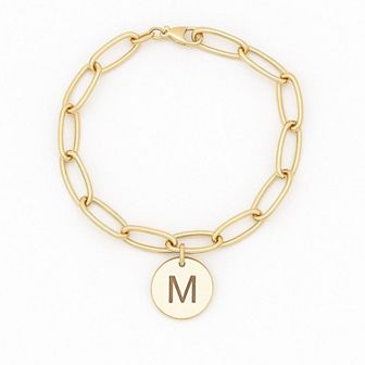 Meshmerise 18K Gold Over Silver Initial Disc Link Bracelet