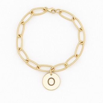 Meshmerise 18K Gold Over Silver Initial Disc Link Bracelet
