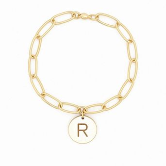Meshmerise 18K Gold Over Silver Initial Disc Link Bracelet
